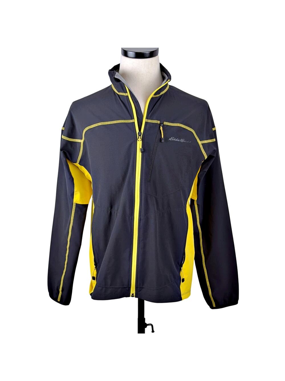 Eddie Bauer Custom First Ascent Performance Jacket Black & Yellow  Stretch